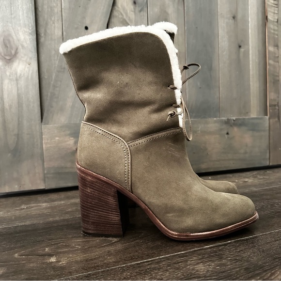 UGG ‘Jerene’ Shearling Lace Up Suede Boots - Picture 4 of 14